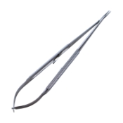 Microsurgical Needle Holder, Straight, 0.8mm Diamond Dusted Jaws, With Slim Line Box Lock, 9mm Diameter Round Diamond Knurled Handle, Overall Length 9" (230mm) 